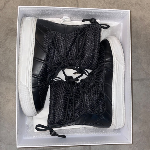 CHRISTIAN DIOR Black Leather/Mesh Resille Dior Solar Flat Boot Size 38/8 - Picture 14 of 15